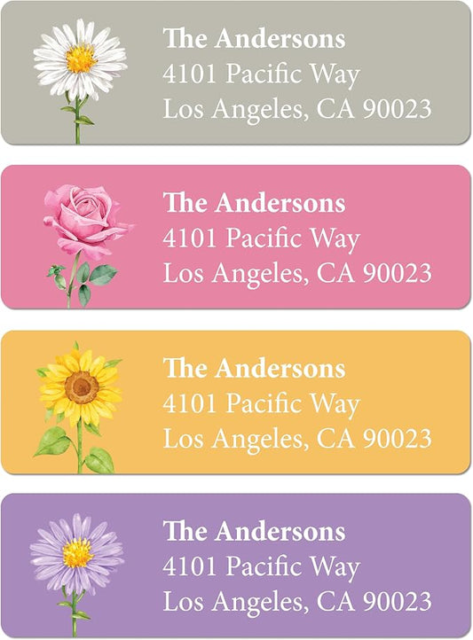Personalized Return Address Labels - Floral Address Labels on Sheets (50-1000 Labels)