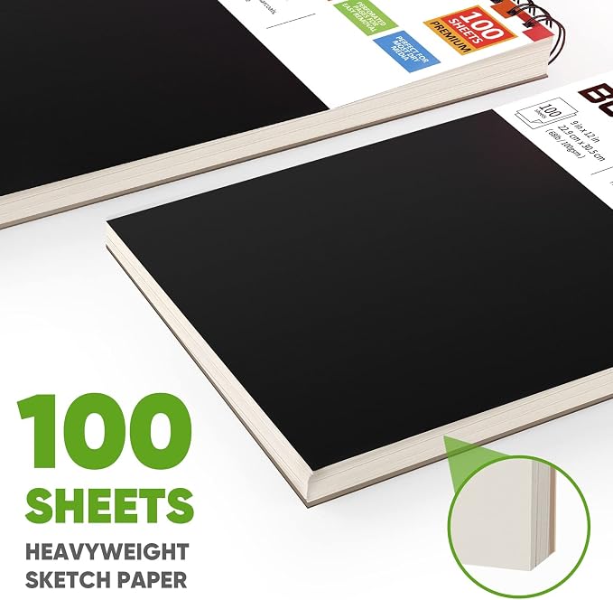 Soucolor Sketch Book,3 Pack 9"x12" Sketchbook for Kids Drawing Paper Pad | 300 Sheets Spiral Bound, Acid-Free 68lb/100gsm Art Paper for Kids Artists, Perforated Pages Suitable for all dry media