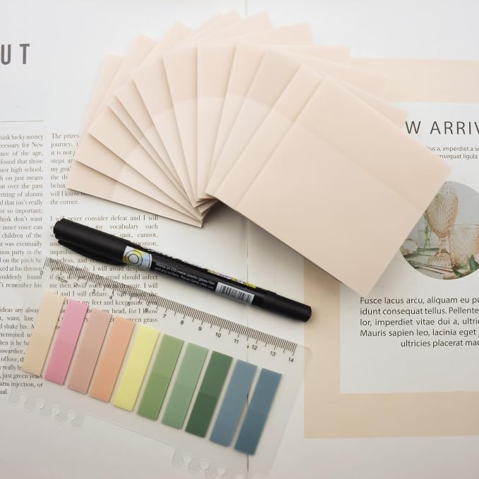 YOUDEFUL 800Pcs Transparent Sticky Notes, Morandi Gray Clear Sticky Notes, 3"x3" Waterproof Translucent Sticky Note Pads, Index Tabs, Clear Post it Notes for Bible Study, See Through Sticky Notes