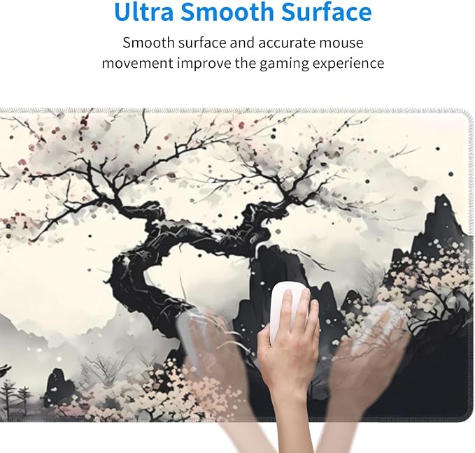 Japanese Mouse Pad, Large Japanese Desk Mat, XL Anime Gaming Keyboard Mat, Non-Slip Rubber Base, Big Extended Desk Protector for Home Office, 31.5”x11.8”