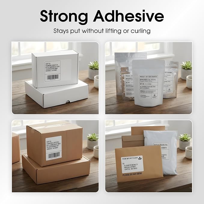 4" X 5" Matte White Printable Shipping Labels (30 Sheets, 120 Stickers) | Address and Mailing Labels for Laser & Inkjet Printers - Spartan Industrial Template R022