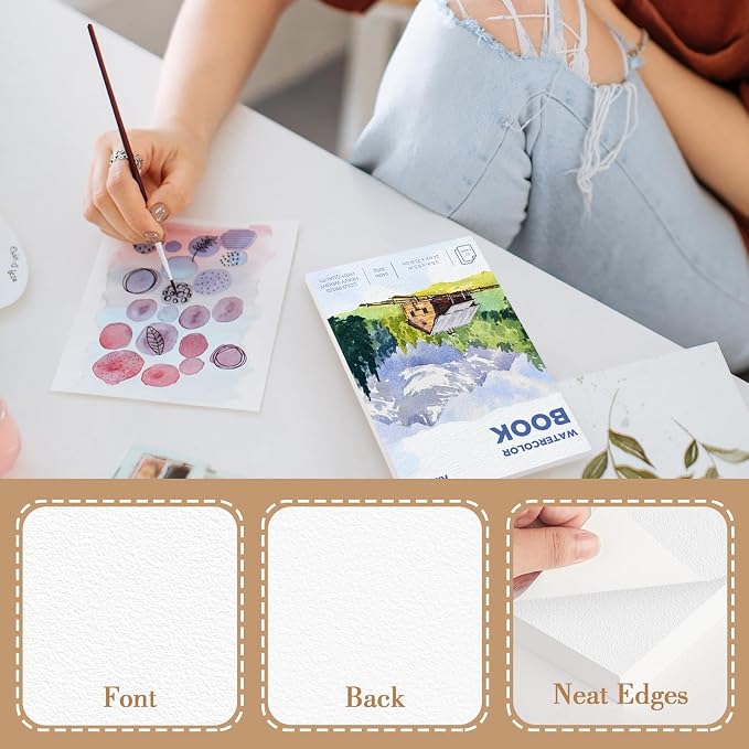 3 Pack Watercolor Paper Pad, 5.5x8.5 140lb/300g Water Color Paper, 20 Sheets Cold Press Drawing Painting Paper Sketchbook Notebook, Art Supplies for Watercolors Marker, Sketch Book for Kids Adults