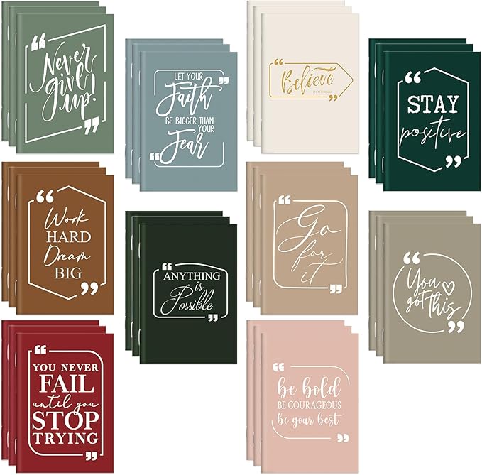 Fulmoon 30 Pcs Mini Notebooks Bulk Small Inspirational Pocket Notebooks Mini Journals Bulk Employee Appreciation Gifts Motivational Notepads for First Day of School Teacher Coworkers (Joyous Colors)
