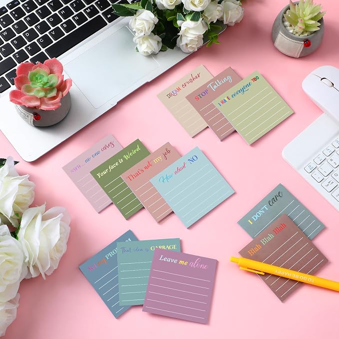 Yinder 24 Pcs Sticky Notes Gifts Bulk,Funny,Morandi Color
