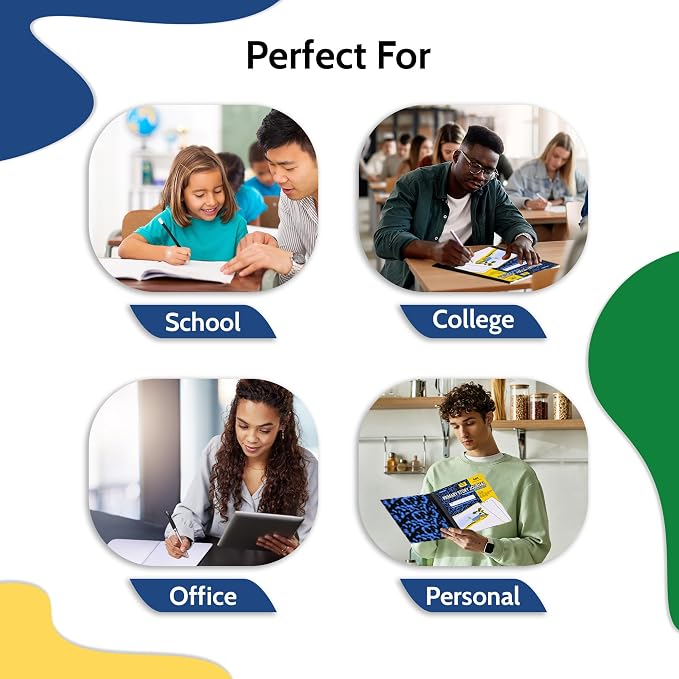 48 Pack - EPI Primary Ruled Composition Notebook Black - 200 Pages (100 Sheets), 9-3/4 x 7-½ - Classroom Back to School Supplies, Heavy Duty, Durable Hardcover Office Notebooks, Sewn