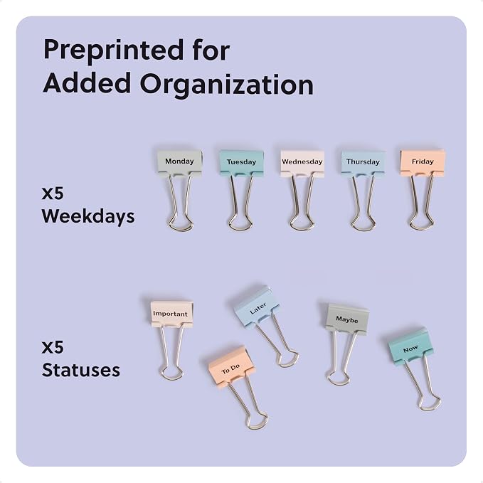 U Brands Binder Clips, 10-Count, 1 1/4 Inch Mini Metal Clamps, Task on Hand Binder Clips, Paper Clip Clamps for Home, School, and Business