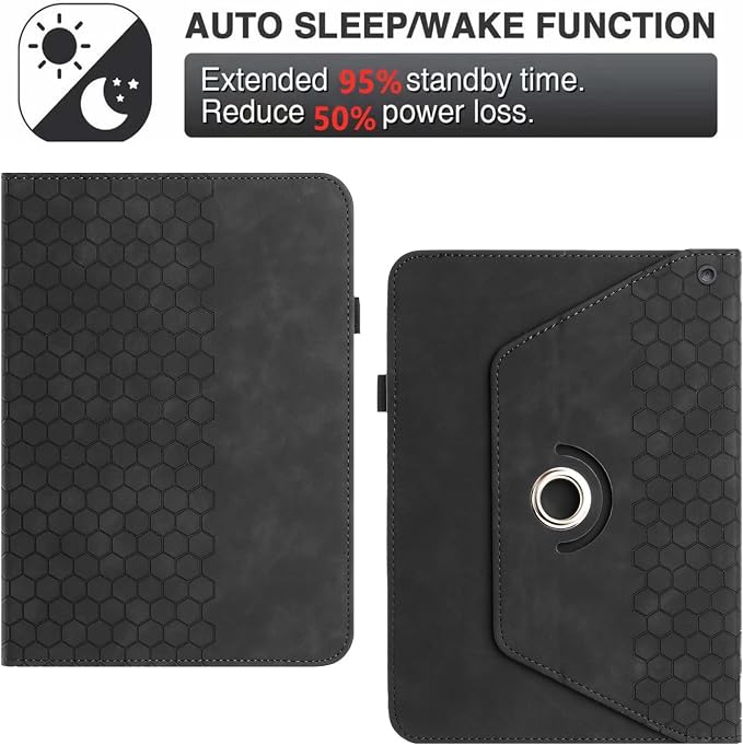 Rotating Case for Amazon Kindle Fire HD 10 Tablet & Fire 10 Plus Case,Black | (13th/11th Generation 2023/2021 Release) 360 Degree Swivel PU Leather Folio Stand Cover for 10.1" Fire HD 10 11th/13th Case
