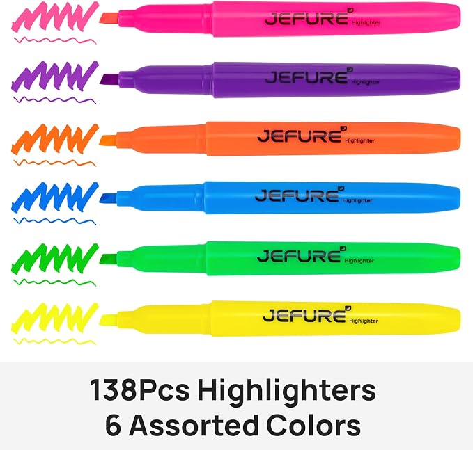 138 Pcs Highlighters, Chisel Tip, Assorted Colors, Quick Dry, Bulk | Bible Highlighters for Studying, Note-Taking, School, College, Office, Teacher & Student Supplies