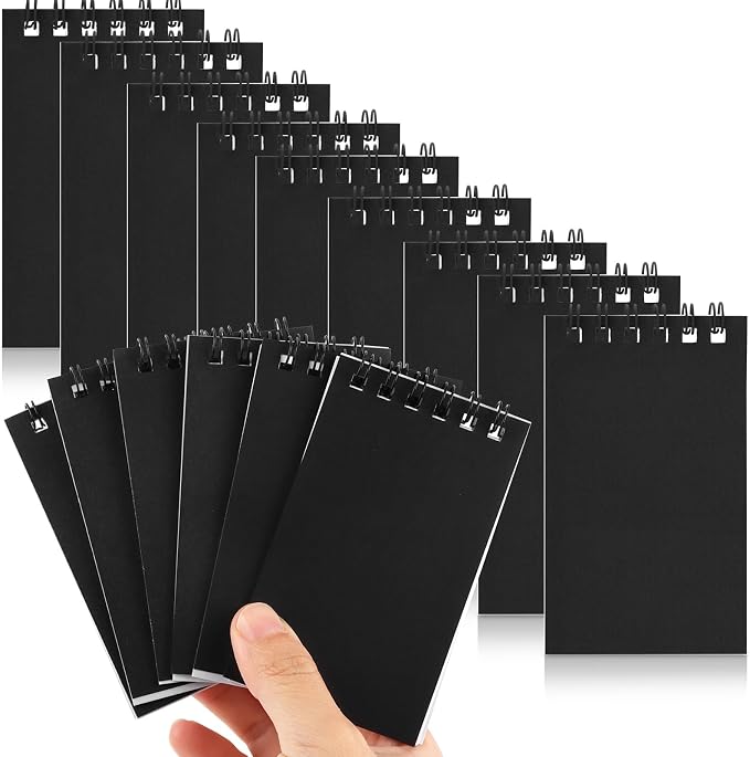 Mini Spiral Notebooks Bulk Black Pocket Notebooks Small Pocket Notepads Memo Pads for Kids Note Taking, Writing, Students Classroom, Home, Office, Travel