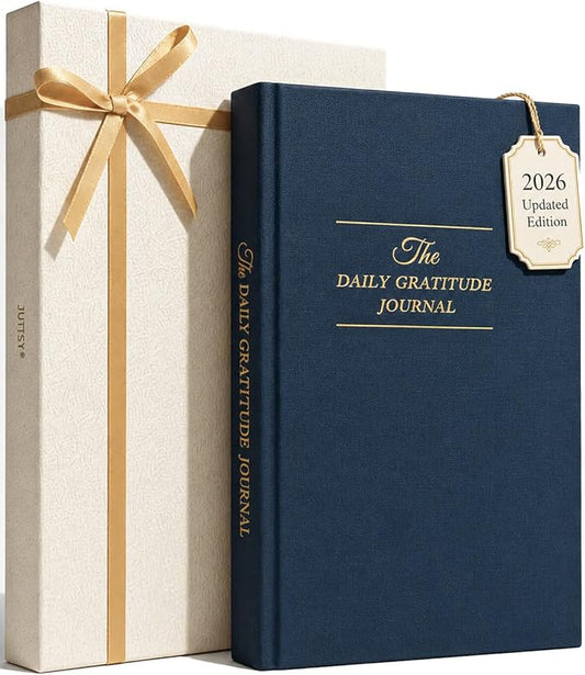 The Daily Gratitude Journal 2026 – Guided Gratitude Practice for Women & Men, 2 Fresh Prompts Every Day, Mindfulness, Happiness & Daily Reflection, Undated Affirmation Journal with Gift Box