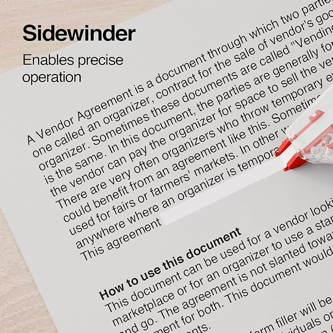 STAPLES Correction Tape, Easy Sidewinder Applicator for Instant Corrections, 6-Pack, White