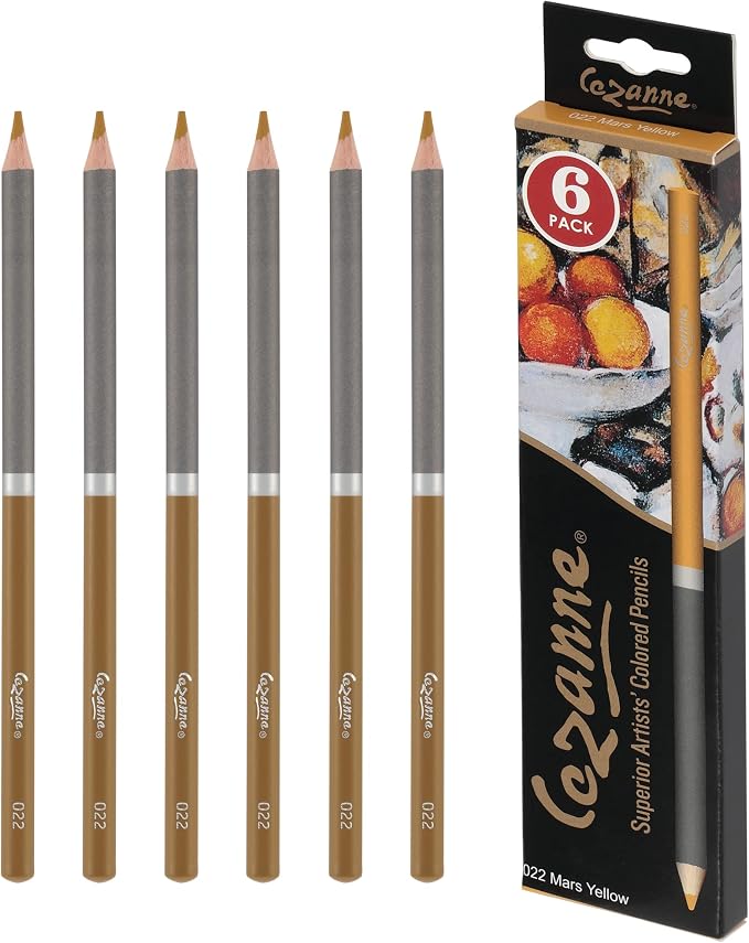 Cezanne Creative Mark Premium Colored Pencils, Mars Yellow, 2 Packs (12 Count) Highly Pigmented Artist Set, Smooth Sketching Coloring Highlighting Blending, Soft 3.3Mm Wax-Based
