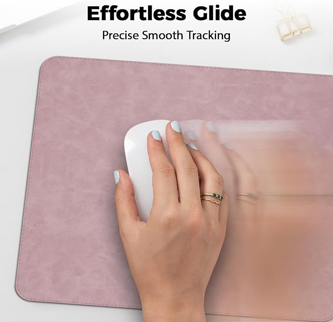 Mouse pad, Non-Slip Washable Waterproof Computer Mouse mat Thick for Laptop Wireless Mouse Home Office Travel, Portable 9.8"x 8.3" S Pink