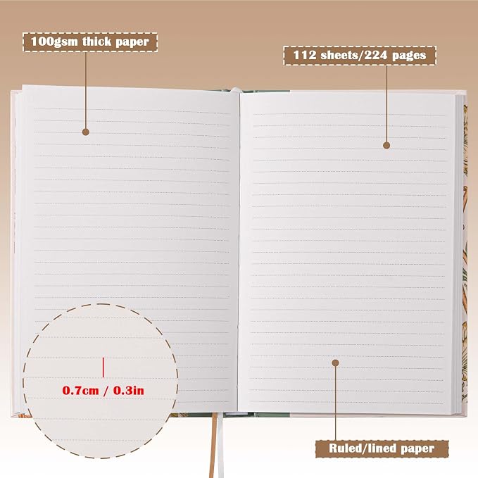TIEFOSSI Lined Journal Notebook for Women Writing-A5 Hardcover Notebook-Premium 100gsm 224 Pages-Thick Travel journals for writing-College Ruled for Work Organization, Note Taking | A5 Hardcover Notebook,100gsm 224 Pages-Thick Travel journals for writi...