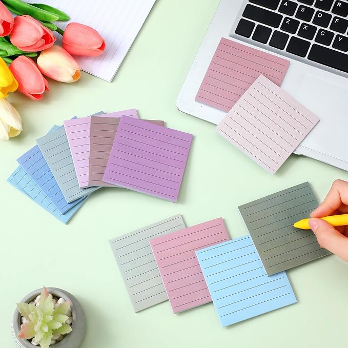 Yinder 24 Pcs Inspirational Sticky Notes, Back to School Supplies, Cute Motivational Sticky Notes Pad Employee Appreciation Gifts Bulk for Teacher Coworker Office 3 x 3'' (No Words,Morandi)