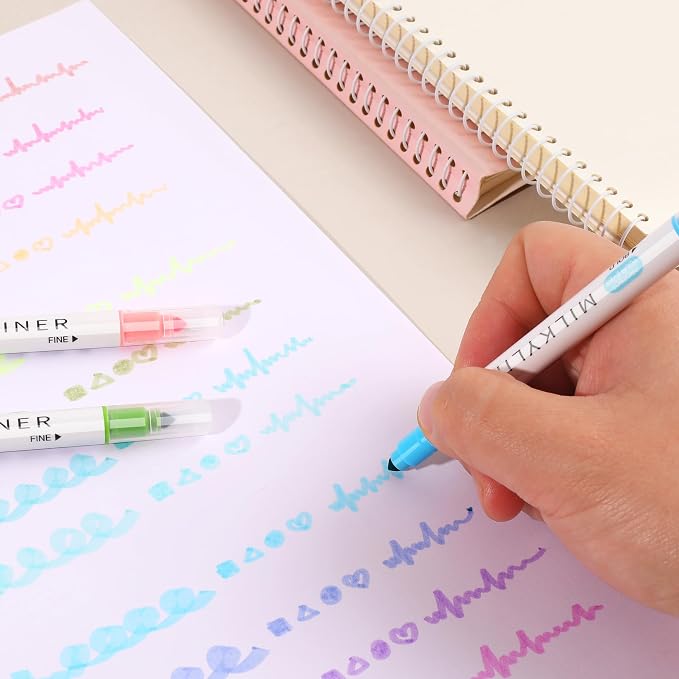 HANKU Pastel Highlighters 12 Pack, Dual Tip No Bleed Bible Highlighters Assorted Colors, Pastel Highlighter Markers for Bible Study Journaling Back to School Office Supplies