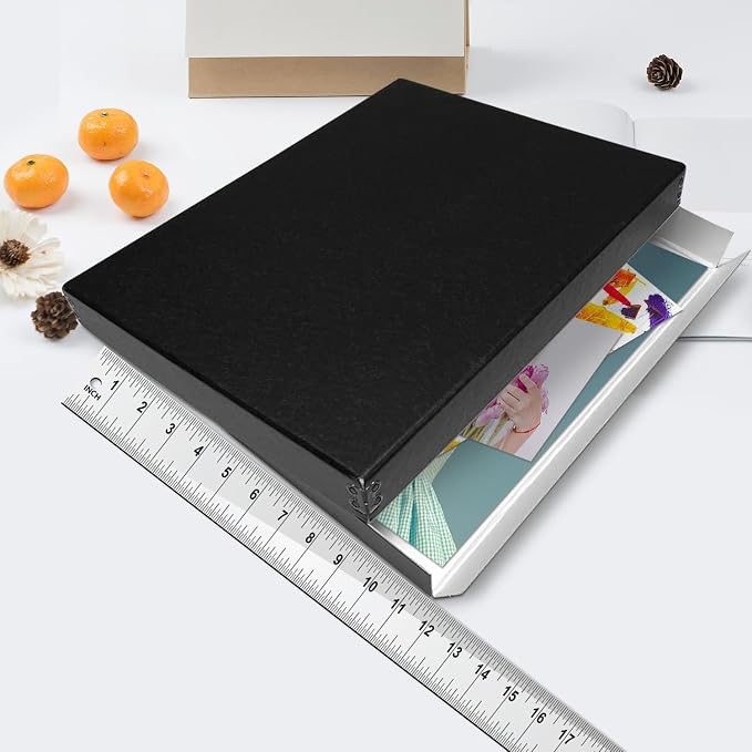Lineco Museum Archival Storage Box, Drop Front, 11.75x15.25x1.5 in, Black | Acid-Free with Metal Edge, Preserves Picture Longevity, Organize Photos, Newspapers, Prints, Documents, Crafts, DIY