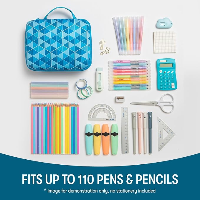 ZIPIT Jumbo Pencil Case, Cute Large Capacity Pencil Box Organizer, Blue
