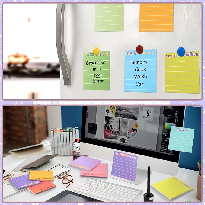 Yinder 12 Pcs Inspirational Sticky Notes, Back to School Supplies, Cute Motivational Sticky Notes Pad Employee Appreciation Gifts Bulk for Teacher Coworker Office 3 x 3'' (Appreciation,Classic Color)