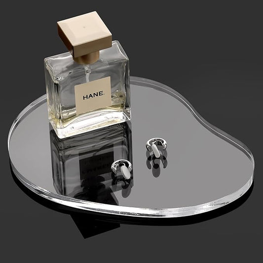 Acrylic Jewelry Dish Tray trinkets Organizer - 8mm Thickened Crystal Clear, Elegant Shape for Rings Necklaces Watches - Multi-Use Display for Perfume, Aromatherapy & Vanity Table Decor