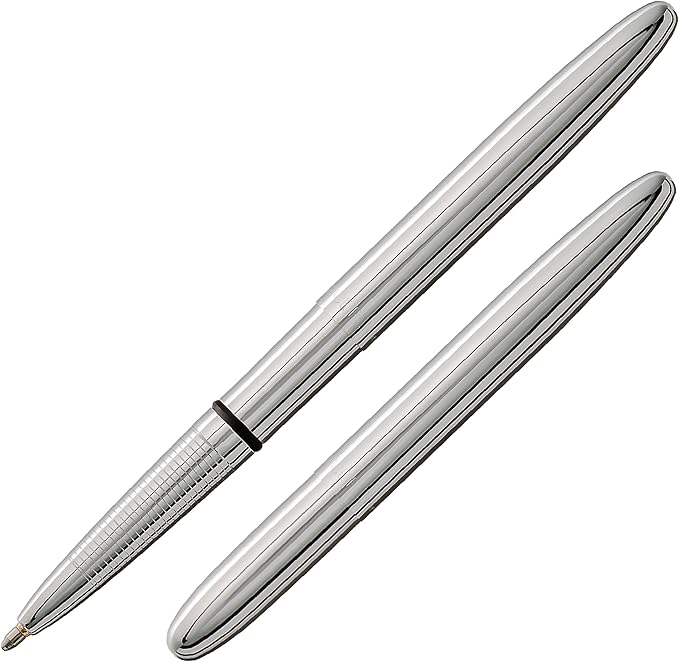 Fisher Space Pen Chrome Bullet Pen, Pressurized Ballpoint Pen, Compact Pocket Size, Writes Upside Down and in Extreme Temperatures, Smooth Black Ink, Medium Point, Gift Box, Made in the USA