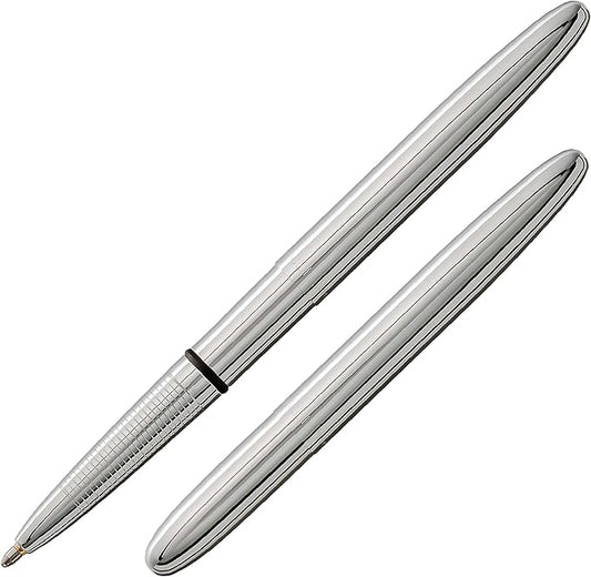 Fisher Space Pen Chrome Bullet Pen, Pressurized Ballpoint Pen, Compact Pocket Size, Writes Upside Down and in Extreme Temperatures, Smooth Black Ink, Medium Point, Gift Box, Made in the USA
