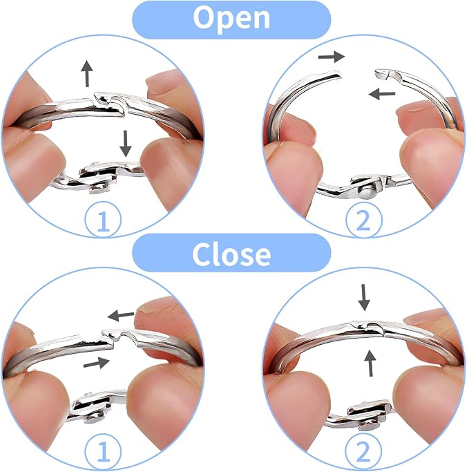 100 Pack-1 inch GIUCNOK Binder Rings, Loose Leaf Binder Book Rings, with Metal Nickel Plated for Key, and Index Cards, Premium Ring Clips, Paper Rings, for School, Home or Office, Silver