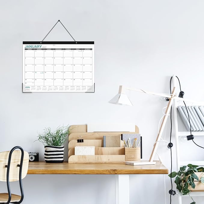 2026-2027 Desk Calendar - Desk Calendar 2026-2027, 17"x12" Desktop Calendar, Jul. 2026 - Dec. 2027, Corner Protectors, Large Ruled Blocks
