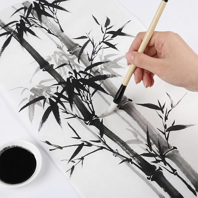 3 Pack Chinese Calligraphy Set 3 Sizes Chinese Calligraphy Brush Traditional Wooden Watercolor Ink Pens Chinese-Writing Brushes for Beginner Writing Painting Watercolor Art Tools