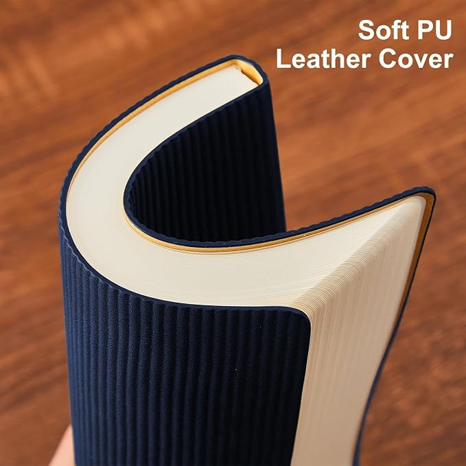 Lined Journal Notebook for Work College Ruled Notebook 5.79" x 8.27" A5 PU Leather Daily Journaling Notebook 216 Pages for Women Men Daily Writing Business School Travel Gift (Dark Blue)