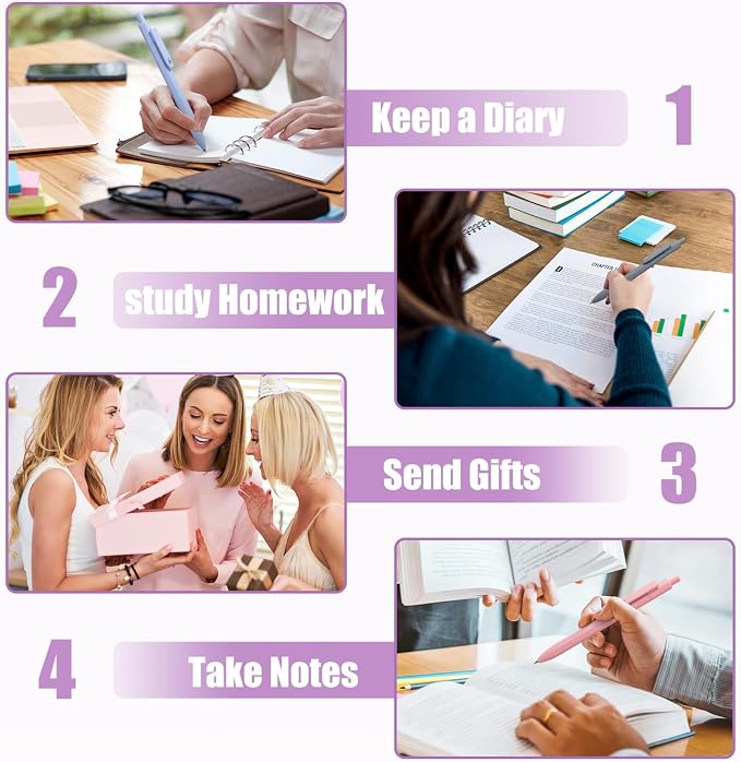 Piochoo 8 Pack Pens, 0.5mm Black Ink Gel Pens,Quick Dry Smooth Writing Morandi Pen Journaling Pen for Office School Supplies for Women Girls Nurse Teacher Gifts