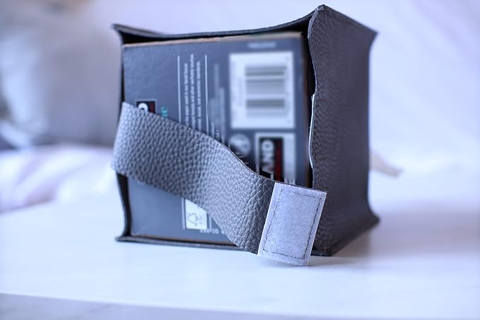 Tissue Box Cover Holder, Square with Bottom Belt by Carrot's Den - PU Leather Decorative Organizer for Tabletop, Bathroom, Car, Office (Light Blue)