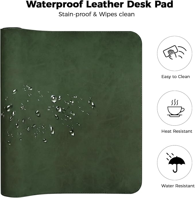 Mouse pad, Non-Slip Washable Waterproof Computer Mouse mat Thick for Laptop Wireless Mouse Home Office Travel, Portable 9.8"x 8.3" S Dark Green