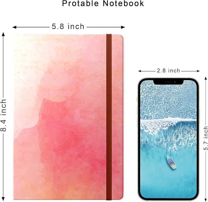 Lined Journal Notebook, Cute Hardcover Journal for Women, Medium 5.7 x 8.4 in, 160 Pages Thick Paper, Aesthetic Floral A5 College Ruled Notebook for Journaling Writing Work Office School, Pink