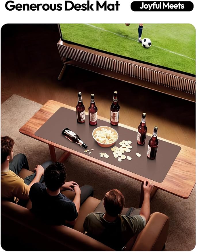 YSAGi Leather Desk Protector, Office Mat, Large Mouse Mat, Non-Slip PU Leather Blotter, Laptop Pad, Waterproof Writing Pad for Office and Home (Chocolate, 23.6" x 13.8")