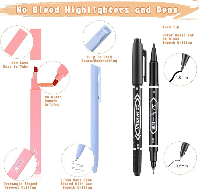 Bible Journaling Kit, Bible Study Supplies Set for Women & Men | Includes 6 No Bleed Bible Highlighters, 6 Pens, 90 Laminated Bible Tabs, Magnetic Bookmarks & Sticky Notes