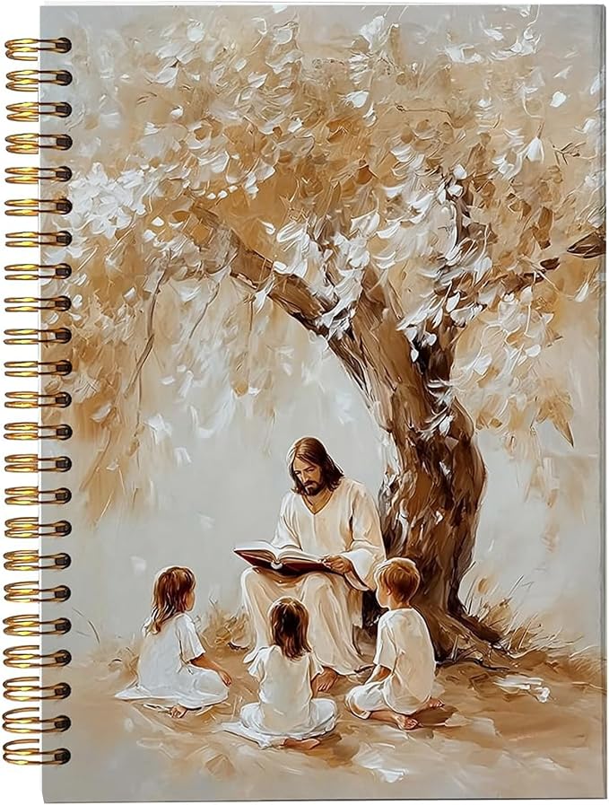 bitCNY Jesus Teaching Notebook – Spiritual Art Journal with Jesus and Children Illustration, 8.3x5.5 Inches Christian Notebook for Kids and Moms 411
