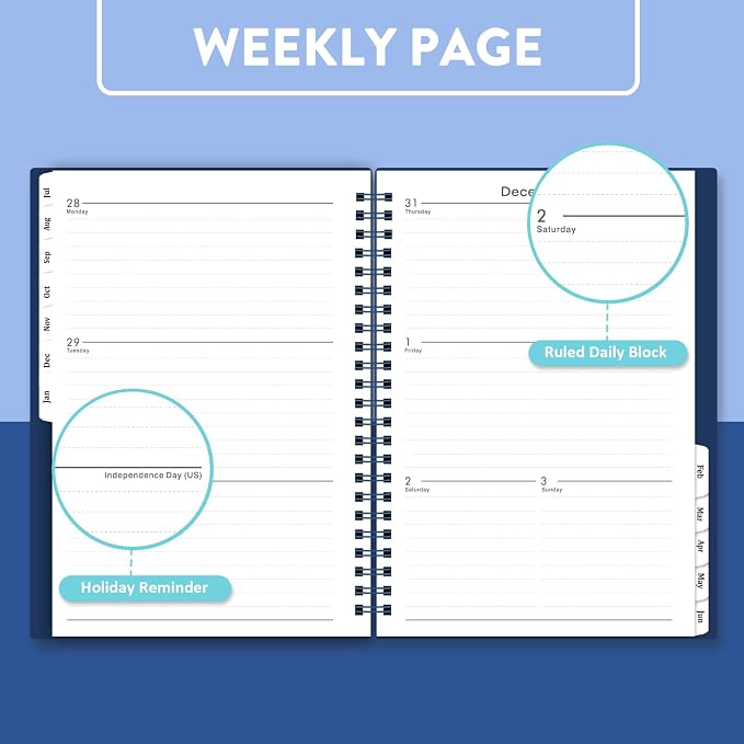 2026-2027 Planner - Planner 2026-2027, July 2026 - June 2027, 6" x 8.4" | Flexible PP Cover, A5 Thick Paper, Twin-Wire Binding, 26-27 Planner Weekly and Monthly for Office, School Planning- Blue