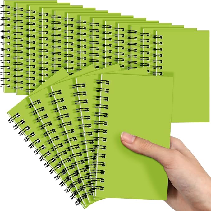 Jutom 18 Pcs Small Spiral Notebooks Memo Pads 3x5 Bulk Small Pocket Notepads Back to School Supplies Mini Notebook with Lined Mini Journals for Office & Work, 120 Pages (Light Green)