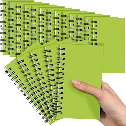 Jutom 18 Pcs Small Spiral Notebooks Memo Pads 3x5 Bulk Small Pocket Notepads Back to School Supplies Mini Notebook with Lined Mini Journals for Office & Work, 120 Pages (Light Green)