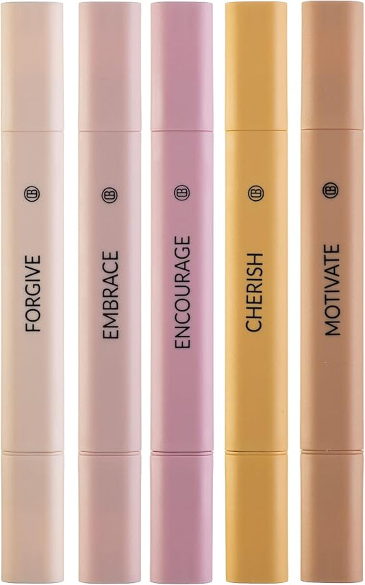 DIVERSEBEE Bible Highlighters Assorted Colors, No Bleed (Rose) | 5 Pack Dual Tip Aesthetic Pastel Highlighter Pens for Journaling, Note Taking, School, Bible Study Supplies and Accessories