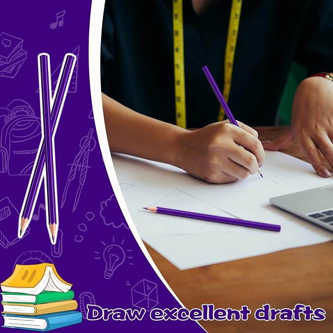36 Pack Purple Colored Pencils for Kids, Pre-sharpened Art Pencils Back to School Supplies Set, Drawing Sketching Pencils for Students, Teachers, Classroom