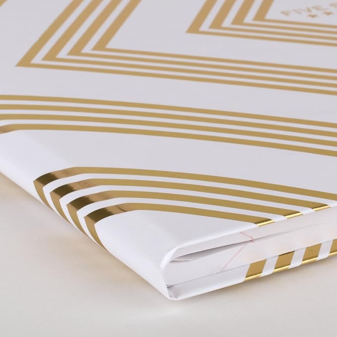 Five Star Composition Book, College Ruled Paper, 7-1/2" x 9-3/4", 150 Sheets, Hardcover, Metallic Gold Geo (850165F-ECM)