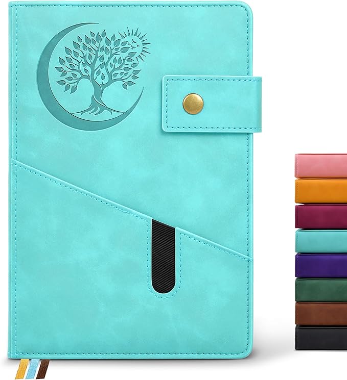 PAIBAS Blank Journal Notebook, A5 Hardcover Leather Sketchbook with 200 Pages Thick Blank Paper for Men Women, Unlined Drawing & Writing Journal, 5.9" x 8.4" Plain Notebook (blue)