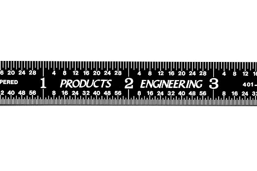 PEC Tools 18" Stainless Steel Flexible Metal Ruler with Black Chrome Finish, 4R Graduaction (1/8", 1/16", 1/32", 1/64"), High-Contrast Imperial Machinist Rule, Easy to Read, Made in USA