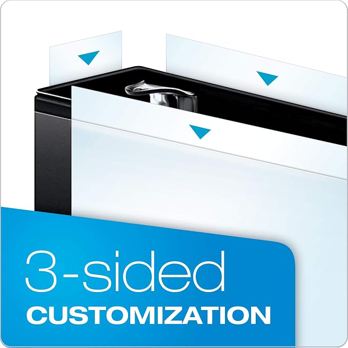 Cardinal 3 Ring Binder,Durable 2 Inch Performer ClearVue Binder, Round Rings, 475-Sheet Capacity, Customizable ClearVue Covers, PVC-Free, Black (67425)