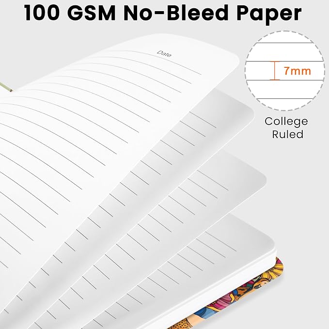 CICPAP Lined Spiral Journal Notebook, A5 College Ruled Notebook for Journaling, Note-Taking, and Daily Planning, Durable Hardcover with an Elegant Design, Leopard