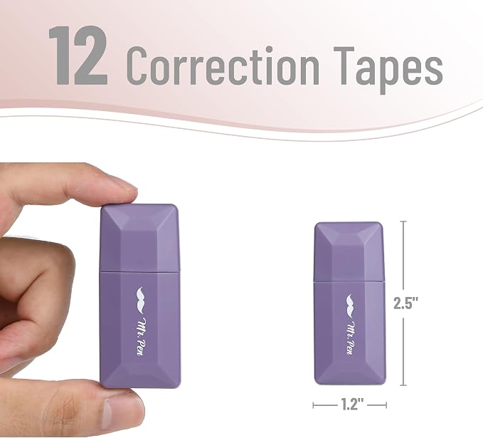 Mr. Pen- Correction Tape Bulk, 0.2" x 236", 12 pcs, Pastel Colors | Cute Correction Tapes for Quick Corrections, Office and School Supplies
