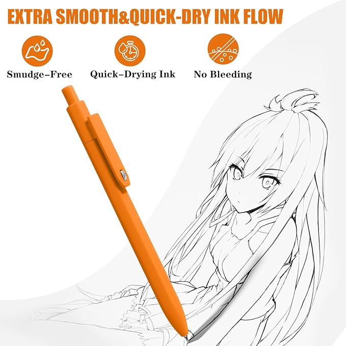 Vitoler Black Ink Gel Pens, 8pcs 0.5mm Smooth Writing Pens with Fidget | For Women, For Teachers, For Nurses, Quick dry, Liquid Ink, For Badge, Felt Tip, Medium Point, For Journaling, Cute