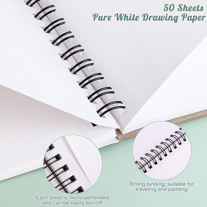 50 Sheets Marker Paper Pad, 11×14 Inch Bleedproof Art Sketch Pad, 73lb/120gsm Drawing Paper Spiral Sketch Book, Painting Coloring Alcohol Marker Paper for Beginners, Artists, Ideal Gift